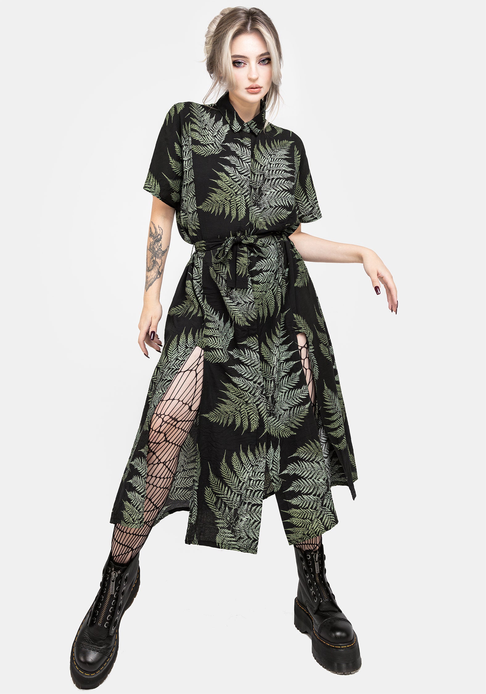 midi shirt dress uk Audrey Navy Floral Print Mix Midi Shirt Dress L'Atelier London