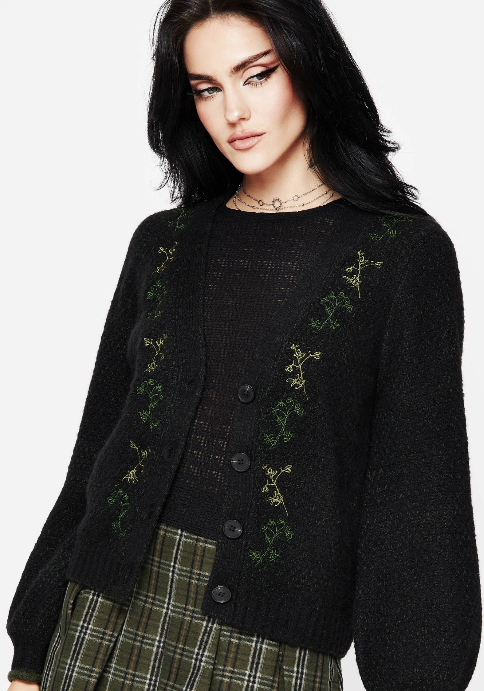 Disturbia | Dawsonia Embroidered Knit Crop Cardigan | Cardigans