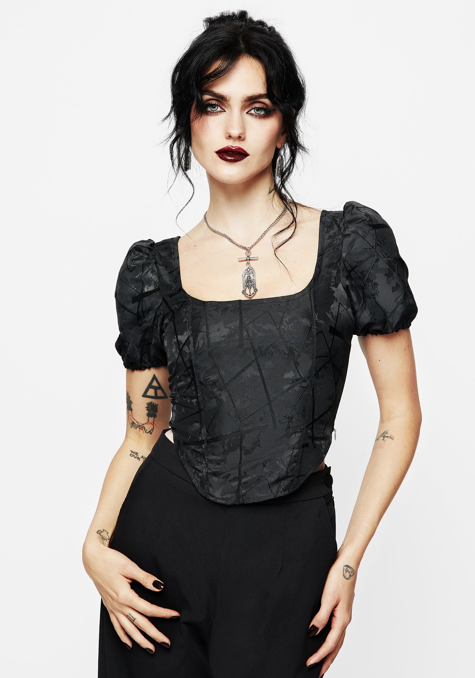 Disturbia | Chatelaine Puff Sleeve Corset Top | Tops