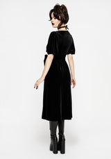 Zarina Embroidered Midi Wrap Dress - Black
