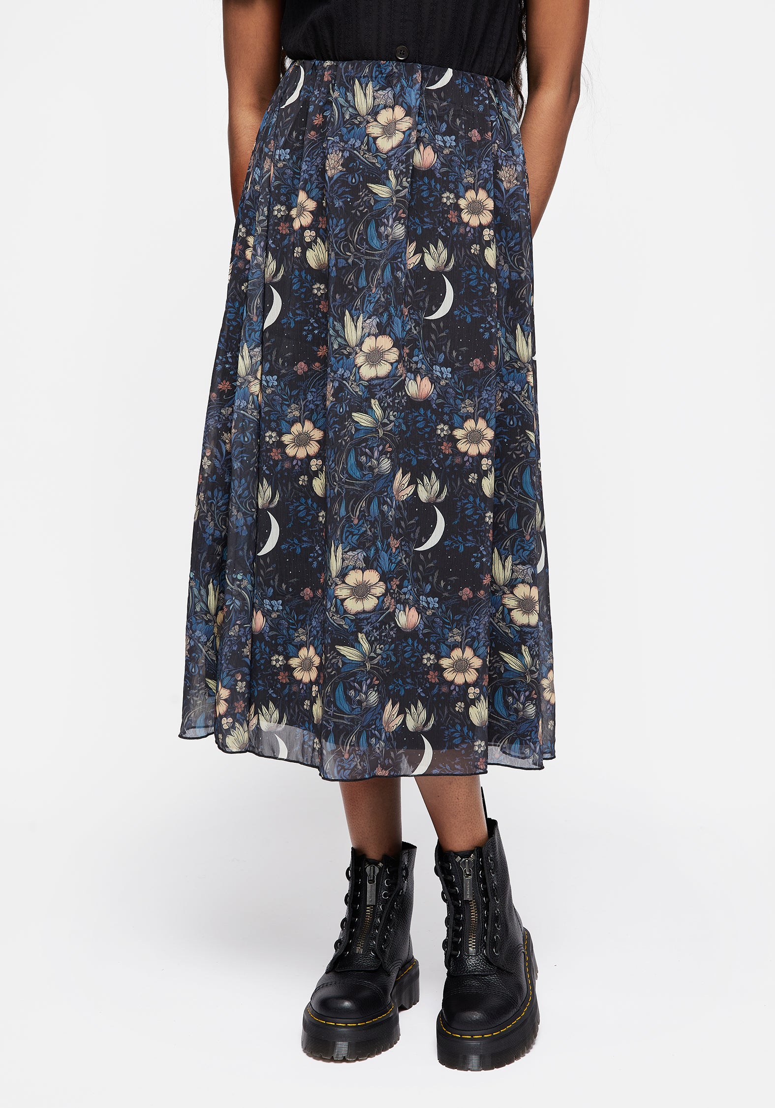 Disturbia | Primrose Floral Chiffon Midi Skirt | Skirts