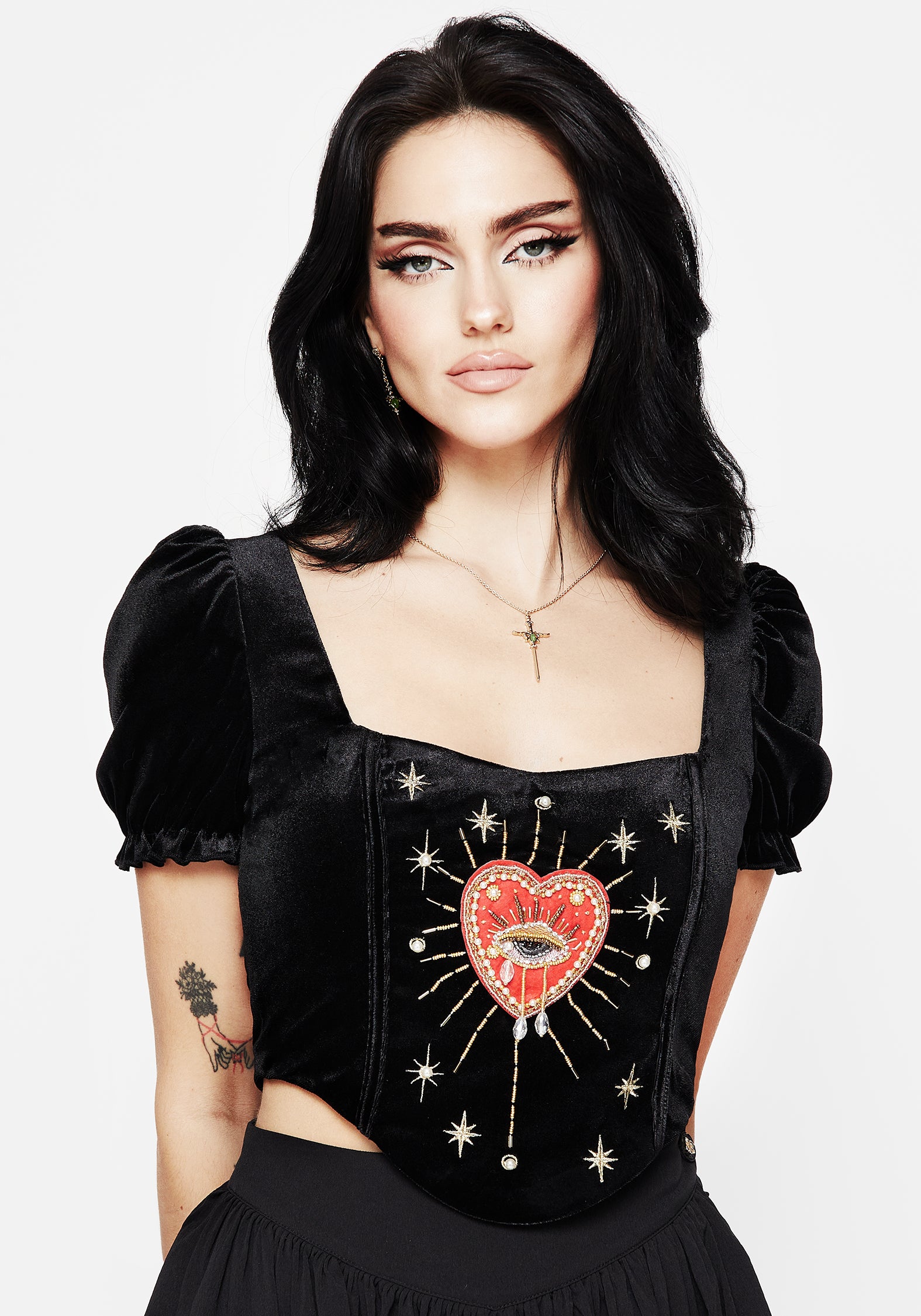 Disturbia | Ingrid Embroidered Applique Corset Top | Tops