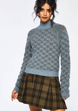 Edna Cotton Leaf Ribbed Funnel Neck Jumper