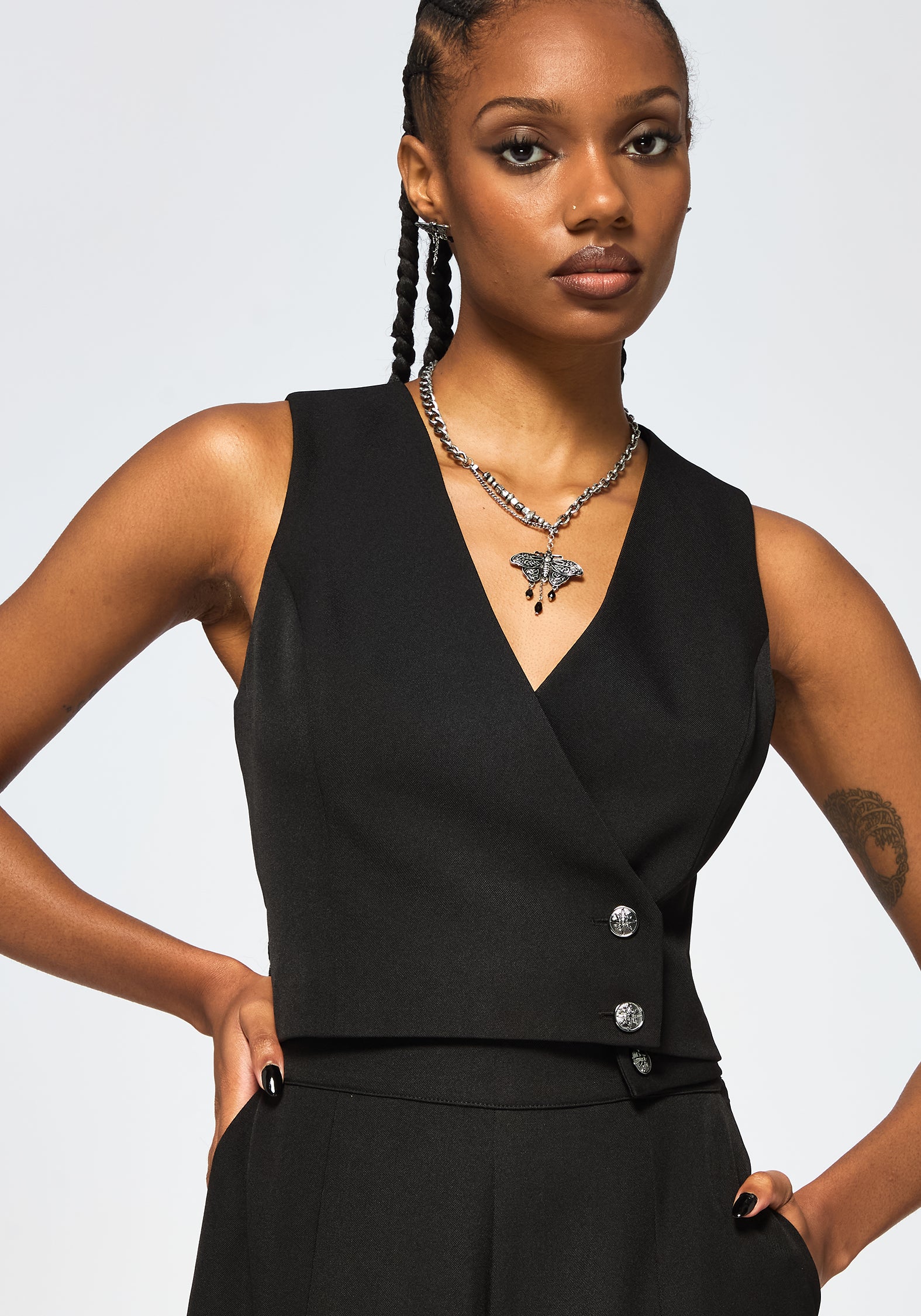 Iris Celestial Tailored Wrap Over Button Waistcoat