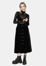 Nova Velour Frog Closure Midi Skirt