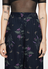 Cassandra Satin Stripe Thistle Print Trouser