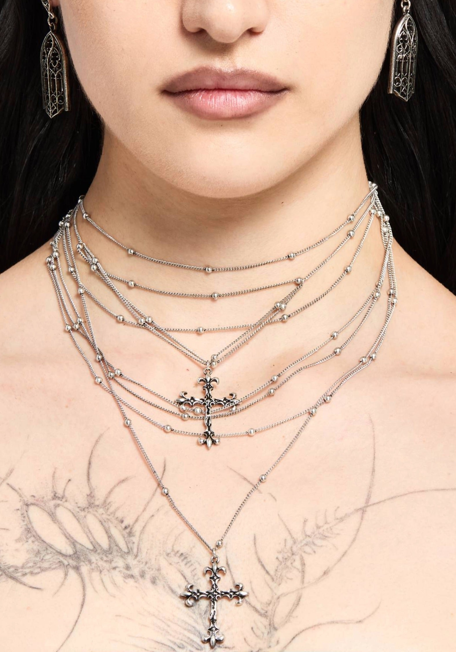 Chryx Layered Cross Necklace – Disturbia