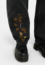 Maleah Embroidered Denim Barrel Jeans