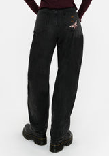 Maleah Embroidered Denim Barrel Jeans