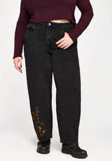 Maleah Embroidered Denim Barrel Jeans