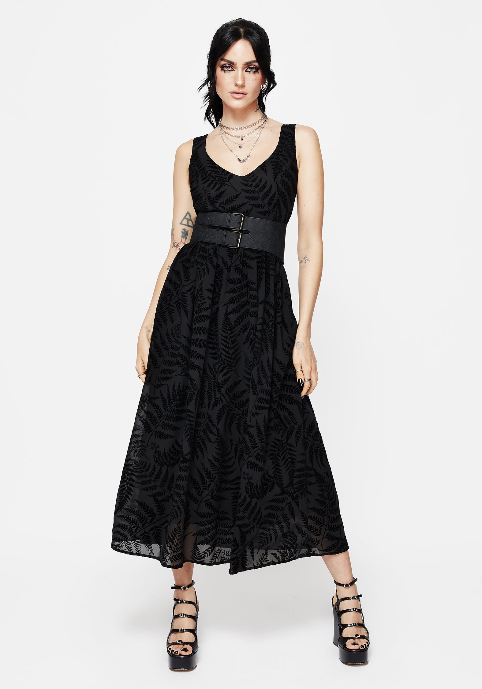 Lunafern Fern Print Cami Midaxi Dress – Disturbia