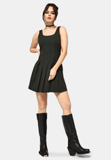 Kera Green Pinstripe Pleated Mini Dress