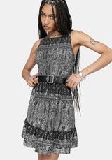 Zelira Paisley Shirred Mini Dress
