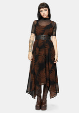 Ruin Fern Chiffon Handerkerchief Hem Midaxi Dress