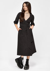 Kallista Striped Midi Wrap Dress
