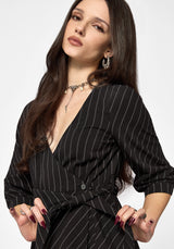 Kallista Striped Midi Wrap Dress