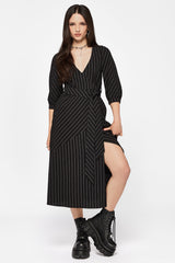 Kallista Striped Midi Wrap Dress