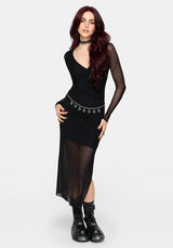 Zillah Ruched Wrap Mesh Midaxi Dress