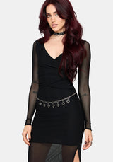 Zillah Ruched Wrap Mesh Midaxi Dress