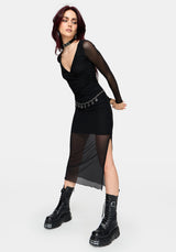 Zillah Ruched Wrap Mesh Midaxi Dress