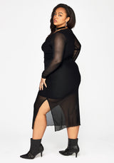 Zillah Ruched Wrap Mesh Midaxi Dress