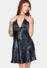 Ophion Print Satin Halterneck Mini Dress