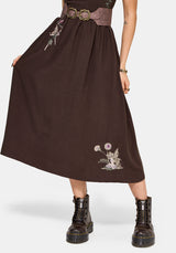 Faela Fairy Embroidered Milkmaid Ruched Midi Dress UK 6
