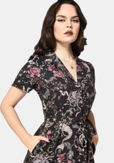 Merunicorn Enchanted Forest Print Midi Shirt Dress