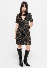 Dionaea Flytrap Print Wrap Mini Dress