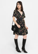 Dionaea Flytrap Print Wrap Mini Dress