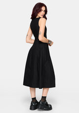 Cissa Buckle Front Pleated Midi Dress