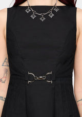 Cissa Buckle Front Pleated Midi Dress