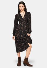 Angela Folk Print Button Up Midi Dress