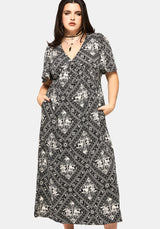 Hexweave Print Floaty Sleeve Maxi Dress