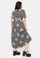 Hexweave Print Floaty Sleeve Maxi Dress