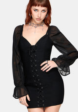 Lena Lace Up Front Mini Dress