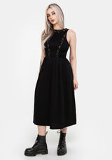 Rootweave Embroidered Shirred Side Midi Dress