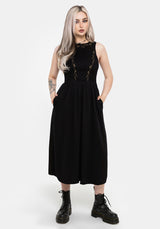 Rootweave Embroidered Shirred Side Midi Dress