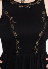 Rootweave Embroidered Shirred Side Midi Dress