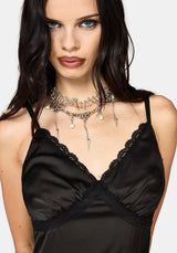 Tova Lace Trim Asymmetric Midaxi Dress