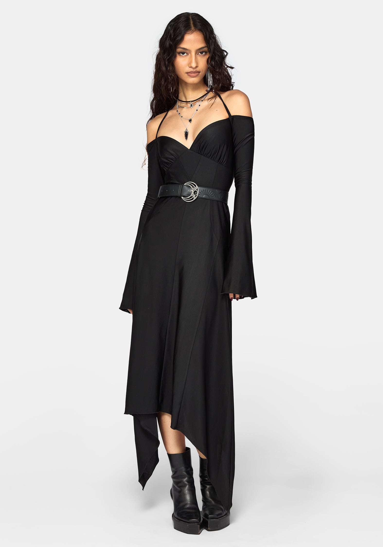 Aurelia Slinky Halter Strap Midaxi Dress – Disturbia