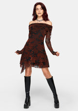 Allegra Bardot Flocked Mini Dress
