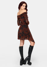 Allegra Bardot Flocked Mini Dress