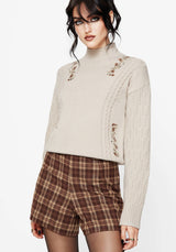 Enya Acorn Embroidered Cable Knit Jumper