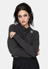 Calliope Wrap Over Cropped Knit Jumper with Brooch