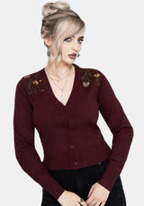 Elowyn Dandelion Embroidered Pointelle Knit Cardigan