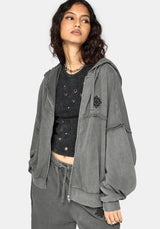 Mio Witches Knot Distressed Seam Hoodie