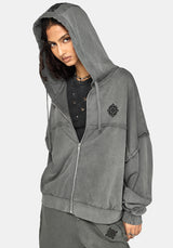 Mio Witches Knot Distressed Seam Hoodie