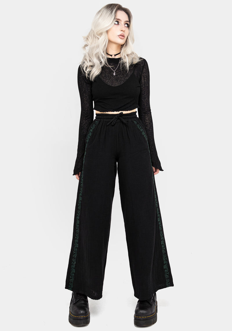 Damiana Embroidered Cotton Trousers