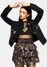 Dusha Garden Print Chiffon Ruffle Mini Skirt